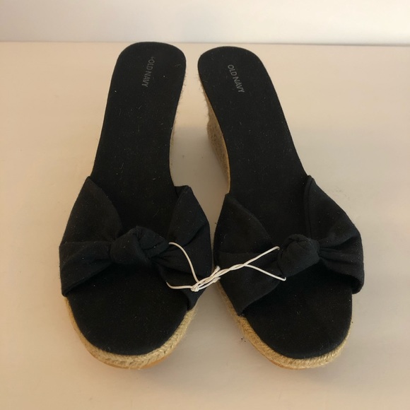 NWOT Old Navy Knotted Bow Canvas Espadrille Wedges - Picture 2 of 7